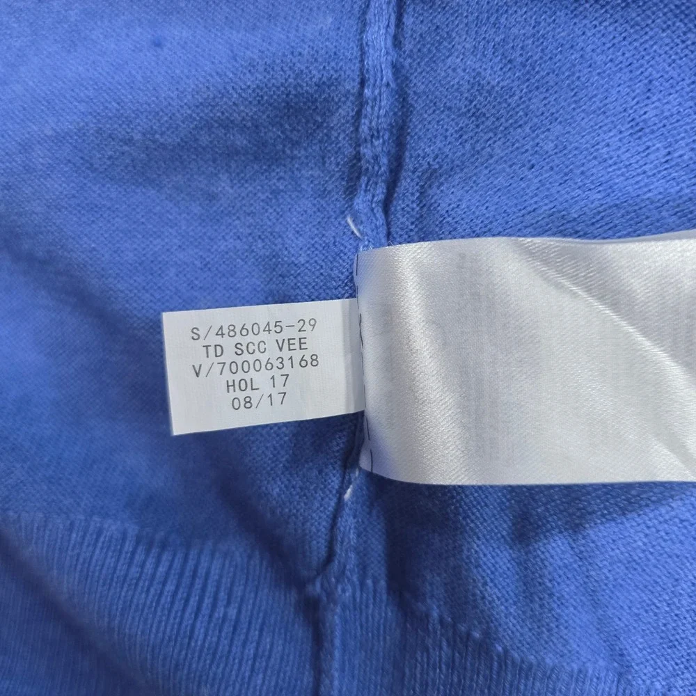 Banana Republic Luxury Blend Silk Cashmere V-Neck Sweater Blue Lg Mens Pullover